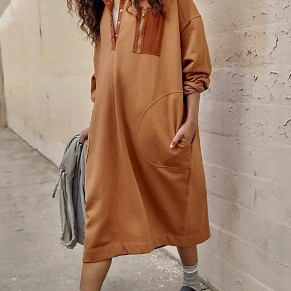 Free People block party sweatshirt dress in sz. XS runs big